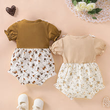 Load image into Gallery viewer, Summer Newborn Floral Fake Two-piece Romper Cotton Infant Bodysuit Short Sleeve Romper Toddler Baby Clothes
