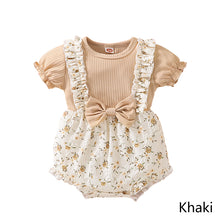 Load image into Gallery viewer, Summer Newborn Floral Fake Two-piece Romper Cotton Infant Bodysuit Short Sleeve Romper Toddler Baby Clothes
