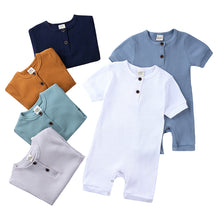 Load image into Gallery viewer, Summer Newborn Baby Romper Cotton Infant Bodysuit Short Sleeve Romper Plain Jumpsuits Knit Toddler Baby Clothes
