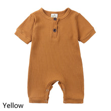 Load image into Gallery viewer, Summer Newborn Baby Romper Cotton Infant Bodysuit Short Sleeve Romper Plain Jumpsuits Knit Toddler Baby Clothes
