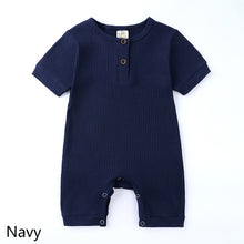 Load image into Gallery viewer, Summer Newborn Baby Romper Cotton Infant Bodysuit Short Sleeve Romper Plain Jumpsuits Knit Toddler Baby Clothes
