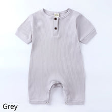 Load image into Gallery viewer, Summer Newborn Baby Romper Cotton Infant Bodysuit Short Sleeve Romper Plain Jumpsuits Knit Toddler Baby Clothes
