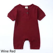 Load image into Gallery viewer, Summer Newborn Baby Romper Cotton Infant Bodysuit Short Sleeve Romper Plain Jumpsuits Knit Toddler Baby Clothes
