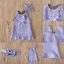 Load image into Gallery viewer, 1Set Summer Newborn Baby Bow Dress Headband Suit Infant Bodysuit Sleeveless Princess Dress Skirt Plain Bowknot Toddler Baby Clothes
