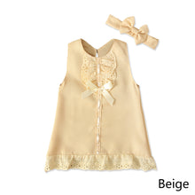 Load image into Gallery viewer, 1Set Summer Newborn Baby Bow Dress Headband Suit Infant Bodysuit Sleeveless Princess Dress Skirt Plain Bowknot Toddler Baby Clothes
