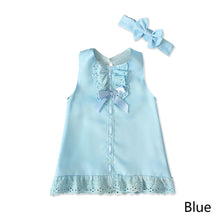 Load image into Gallery viewer, 1Set Summer Newborn Baby Bow Dress Headband Suit Infant Bodysuit Sleeveless Princess Dress Skirt Plain Bowknot Toddler Baby Clothes
