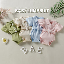 Load image into Gallery viewer, Summer Newborn Waffle Flying Sleeve Romper Infant Bodysuit Short Sleeve Romper Toddler Baby Girl Boy Clothes
