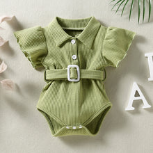Load image into Gallery viewer, Summer Newborn Waffle Flying Sleeve Romper Infant Bodysuit Short Sleeve Romper Toddler Baby Girl Boy Clothes
