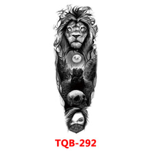 Load image into Gallery viewer, Black Forest Tattoo Sticker for Men Women Children Lion Wolf Death Skull Temporary Tattoo Fake Henna Skeleton King Animal Tatoo
