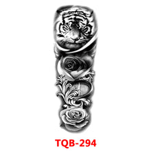Load image into Gallery viewer, Black Forest Tattoo Sticker for Men Women Children Lion Wolf Death Skull Temporary Tattoo Fake Henna Skeleton King Animal Tatoo
