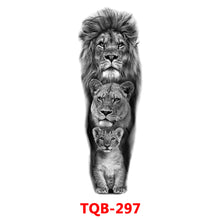 Load image into Gallery viewer, Black Forest Tattoo Sticker for Men Women Children Lion Wolf Death Skull Temporary Tattoo Fake Henna Skeleton King Animal Tatoo
