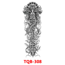 Load image into Gallery viewer, Black Forest Tattoo Sticker for Men Women Children Lion Wolf Death Skull Temporary Tattoo Fake Henna Skeleton King Animal Tatoo
