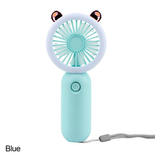 Load image into Gallery viewer, Handheld Mini Fan USB Rechargeable Cooling Fans Cute Portable Night Light Summer Small Pocket Fan Cartoon Mute Fans for Dormitory Home Student Outdoor Travel

