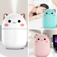 Load image into Gallery viewer, Portable 250ml Kawaii Air Humidifier Cute Aroma Oil Diffuser with Night Light USB Chargeable Cool Mist Sprayer Plants Purifier Humificador for Bedroom Home Car
