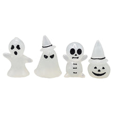 Load image into Gallery viewer, 4pcs/set Luminous Miniatures Tree Elf Mini Figure Glow in Dark Halloween Glowing Spooky Pumpkin Skeleton Ghost Micro Landscape Cute Resin Decoration Toys Gift for Children
