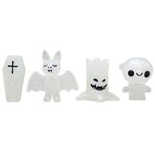 Load image into Gallery viewer, 4pcs/set Luminous Miniatures Tree Elf Mini Figure Glow in Dark Halloween Glowing Spooky Pumpkin Skeleton Ghost Micro Landscape Cute Resin Decoration Toys Gift for Children
