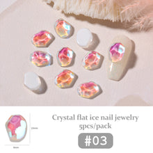 Load image into Gallery viewer, 5pcs Nail Art Ice Cube Crystal Flat Bottom Diamond Ornament Shaped Symphony Water Ripple Nail Accessories Nail Art Decoration
