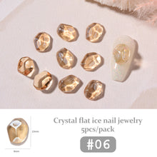 Load image into Gallery viewer, 5pcs Nail Art Ice Cube Crystal Flat Bottom Diamond Ornament Shaped Symphony Water Ripple Nail Accessories Nail Art Decoration
