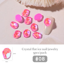 Load image into Gallery viewer, 5pcs Nail Art Ice Cube Crystal Flat Bottom Diamond Ornament Shaped Symphony Water Ripple Nail Accessories Nail Art Decoration

