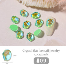 Load image into Gallery viewer, 5pcs Nail Art Ice Cube Crystal Flat Bottom Diamond Ornament Shaped Symphony Water Ripple Nail Accessories Nail Art Decoration
