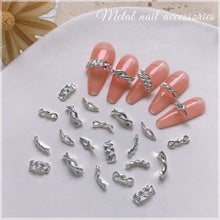 Load image into Gallery viewer, 20pcs Nail Art Braided Twist Metal Jewelry Knot Hollow Bend Alloy Nail Jewelry Manicure Art Decoration
