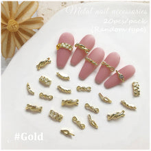 Load image into Gallery viewer, 20pcs Nail Art Braided Twist Metal Jewelry Knot Hollow Bend Alloy Nail Jewelry Manicure Art Decoration
