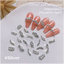 Load image into Gallery viewer, 20pcs Nail Art Braided Twist Metal Jewelry Knot Hollow Bend Alloy Nail Jewelry Manicure Art Decoration
