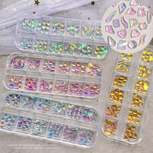 Load image into Gallery viewer, Nail Art Jewelry Drill 12 Grid Set Box Mixed Ice Transparent Shaped Flat Bottom Symphony Resin Drill Nail Decoration
