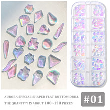 Load image into Gallery viewer, Nail Art Jewelry Drill 12 Grid Set Box Mixed Ice Transparent Shaped Flat Bottom Symphony Resin Drill Nail Decoration
