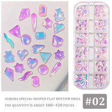 Load image into Gallery viewer, Nail Art Jewelry Drill 12 Grid Set Box Mixed Ice Transparent Shaped Flat Bottom Symphony Resin Drill Nail Decoration
