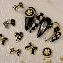 Load image into Gallery viewer, Nail Art Retro Jewelry Crow Heart Punk Dark Style Pearl Metal Bow Set Manicure Art Decoration Nail Accessories
