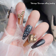 Load image into Gallery viewer, Nail Art Retro Jewelry Crow Heart Punk Dark Style Pearl Metal Bow Set Manicure Art Decoration Nail Accessories
