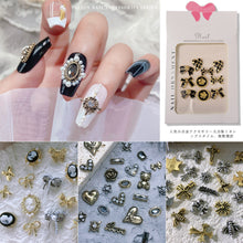 Load image into Gallery viewer, Nail Art Retro Jewelry Crow Heart Punk Dark Style Pearl Metal Bow Set Manicure Art Decoration Nail Accessories

