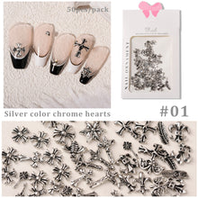 Load image into Gallery viewer, Nail Art Retro Jewelry Crow Heart Punk Dark Style Pearl Metal Bow Set Manicure Art Decoration Nail Accessories
