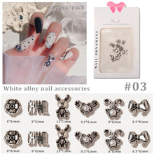 Load image into Gallery viewer, Nail Art Retro Jewelry Crow Heart Punk Dark Style Pearl Metal Bow Set Manicure Art Decoration Nail Accessories
