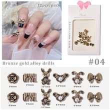 Load image into Gallery viewer, Nail Art Retro Jewelry Crow Heart Punk Dark Style Pearl Metal Bow Set Manicure Art Decoration Nail Accessories
