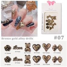 Load image into Gallery viewer, Nail Art Retro Jewelry Crow Heart Punk Dark Style Pearl Metal Bow Set Manicure Art Decoration Nail Accessories

