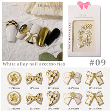 Load image into Gallery viewer, Nail Art Retro Jewelry Crow Heart Punk Dark Style Pearl Metal Bow Set Manicure Art Decoration Nail Accessories
