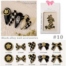 Load image into Gallery viewer, Nail Art Retro Jewelry Crow Heart Punk Dark Style Pearl Metal Bow Set Manicure Art Decoration Nail Accessories
