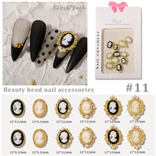 Load image into Gallery viewer, Nail Art Retro Jewelry Crow Heart Punk Dark Style Pearl Metal Bow Set Manicure Art Decoration Nail Accessories
