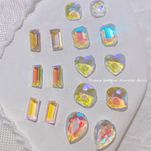 Load image into Gallery viewer, Nail Art Ice Transparent Heart Diamond Rectangular Bottom Pink Crystal Aurora Nail Jewelry Manicure Accessories
