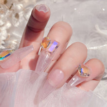 Load image into Gallery viewer, Nail Art Ice Transparent Heart Diamond Rectangular Bottom Pink Crystal Aurora Nail Jewelry Manicure Accessories
