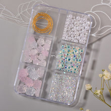 Load image into Gallery viewer, 1 Box Nail Light Change Camellia Jewelry Mixed Pearl Chain Steel Ball Nail Drill Decoration Set Manicure Accessories
