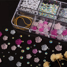 Load image into Gallery viewer, 1 Box Nail Light Change Camellia Jewelry Mixed Pearl Chain Steel Ball Nail Drill Decoration Set Manicure Accessories
