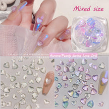 Load image into Gallery viewer, 1 Box Nail Art Polarized Symphony Heart Diamond Shiny Pearl Heart Shaped Three-dimensional Nail Decoration Manicure Accessories
