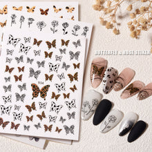 Load image into Gallery viewer, Leopard Butterfly Nail Art Sticker Decoration Waterproof Durable Adhesive Nail Stickers Manicure Accessories
