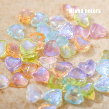 Load image into Gallery viewer, 100pcs 6mm Nail Art Gilt Small Peach Heart Jewelry Glossy Glitter Flat Bottom Resin Love Nail Jewelry Decoration
