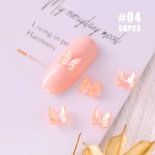 Load image into Gallery viewer, 50pcs Nail Art Butterfly Jewelry Three-dimensional Aurora Symphony Butterfly Jewelry Versatile Nail Decoration Manicure Accessories

