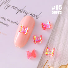 Load image into Gallery viewer, 50pcs Nail Art Butterfly Jewelry Three-dimensional Aurora Symphony Butterfly Jewelry Versatile Nail Decoration Manicure Accessories
