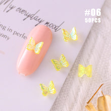 Load image into Gallery viewer, 50pcs Nail Art Butterfly Jewelry Three-dimensional Aurora Symphony Butterfly Jewelry Versatile Nail Decoration Manicure Accessories
